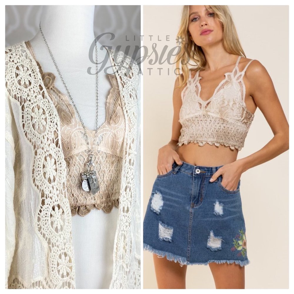 POL Longline Mineral Wash Lace Bralette - Picture 1 of 16